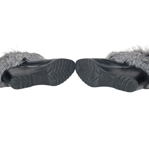 SOREL "Park City" Waterproof Black Leather Faux Fur Wedge Boots | US 8.5 | $300 - Picture 9 of 9